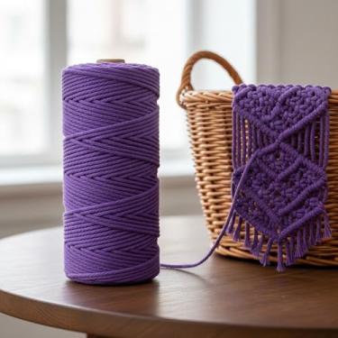 Imagem de Corda de macramê colorida de 3 mm x 109 jardas, barbante torcido para artesanato para pendurar na parede, decoração de casa, várias cores