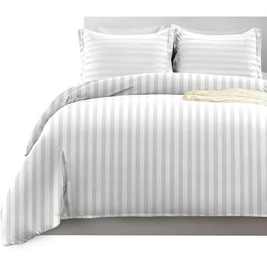 Imagem de eBeddy Linens Capa de edredom 100% algodão egípcio super king size 108 x 98 polegadas, capa de edredom de cetim 800-TC, capa de edredom de algodão macio e respirável com fecho de zíper oculto - 3