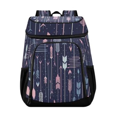 Imagem de Wassud Arrows Mochila térmica térmica para mulheres e homens, 36 latas à prova de vazamento, lancheira, piquenique, praia, acampamento, bolsa térmica 33 x 20 x 43 cm