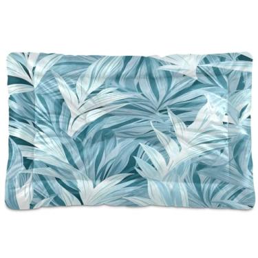 Imagem de Wassud Cama de cachorro com padrão de planta azul, corações desenhados à mão, camas grandes para cães ao ar livre, tapete lavável para animais de estimação, cama de gato para dormir, viagens, 45 x 61