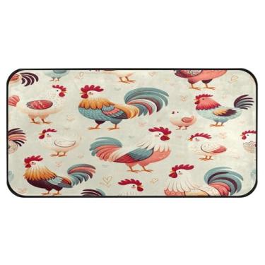 Imagem de Burbuja Tapete de cozinha de galos fofos 51 x 99 cm, tapete lavável antiderrapante com suporte de borracha, tapete para cozinha, sala de estar, banheiro, decoração de casa