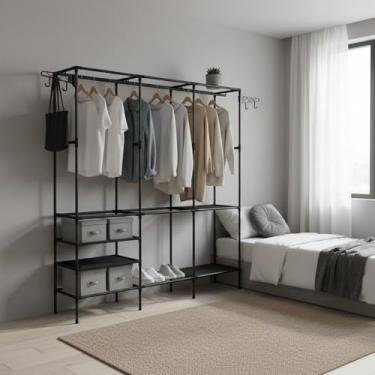 Imagem de Guarda Roupa Armário Organizador Portátil 3 Colunas Multiuso para Organização Completa