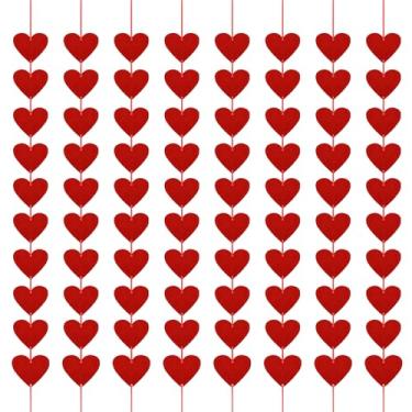 Imagem de 10 peças de guirlanda de feltro de corações vermelhos, cordão para pendurar para decoração de dia dos namorados, sem guirlanda de coração de dia dos namorados, decorações para casa, casamento, chá de