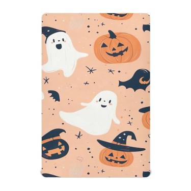 Imagem de xigua Lençóis de berço de fantasmas e chapéus de bruxa para meninas e meninos, lençol macio e respirável adequado para berço padrão e cama infantil 71 x 132 cm