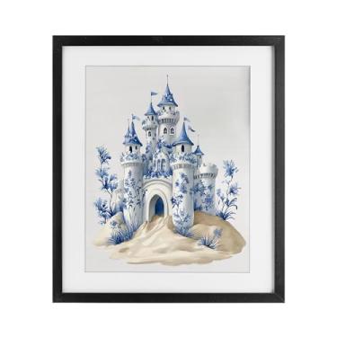 Imagem de Stupell Industries Funky Toile Castle Impressão emoldurada preta sob vidro, design por Lettered and Lined, 16 x 13