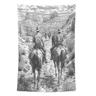 Imagem de STAYTOP Tapeçaria de parede de caubói do deserto ocidental tapeçarias para decoração de casa decoração de dormitório sala de estar quarto tapete de parede (80 × 60 pol)