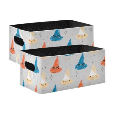 Imagem de Burbuja Caixa de armazenamento dobrável de chapéus de bruxa com alças – Caixa de armazenamento de feltro para organizar brinquedos, livros, maquiagem, panos, meias em prateleira, armário, quarto, 2