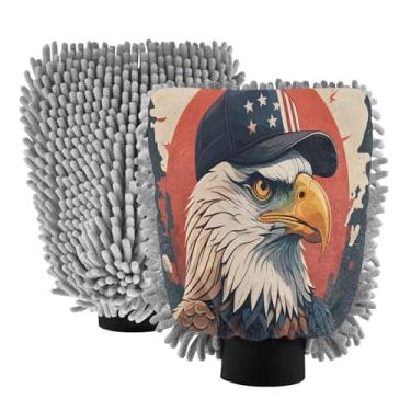 Imagem de STAYTOP Luvas de lavagem de carro American Eagle, 2 peças, luvas de microfibra de chenille, sem arranhões, panos de esponja de lavagem ultra absorventes para carros, limpeza doméstica - M