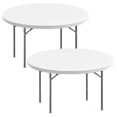 Imagem de Pacote com 2 toalhas de mesa redondas elásticas para mesas de 121 cm, impermeável, elástica, lavável, dobrável, toalha de mesa de piquenique, elastano, para ambientes internos e externos, para