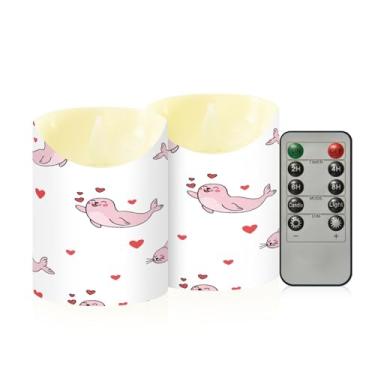 Imagem de Wassud Pacote com 2 velas sem chama com controle remoto, velas realistas cintilantes com temporizador, velas decorativas para Natal, casamento, festa, decoração de casa pequena