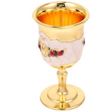 Imagem de Sosoport Taça de vinho embutida de liga de zinco com padrão de flor esculpida inquebrável para festa de bar em casa (padrão de flor aleatório)