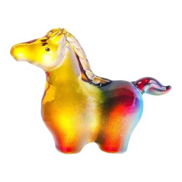 Imagem de Wswqop Estátua de Cavalo de Vidro, Miniatura de Arte, Peça Central Colecionável, Escultura de Animal para Casamento, Prateleira, Lareira, Festas, Multicolorido
