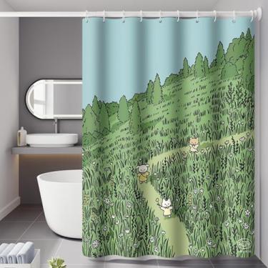 Imagem de CWPJUNDGP Cortina de chuveiro impressa, divisória sanitária não perfurada, cortina de chuveiro para pendurar