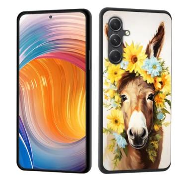 Imagem de CICPLKSE Capa para Galaxy S25 FE, borracha de silicone macia, proteção total à prova de choque, proteção contra quedas para Samsung Galaxy S25 FE 6,7 polegadas 2025, linda flor de burro