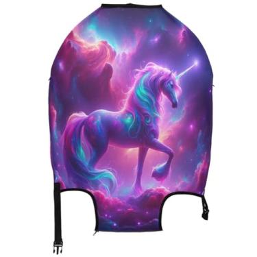 Imagem de Joisal Capa roxa brilhante de unicórnio fantasia para mala protetora de viagem lavável manga de viagem para mulheres gráfico, Fantasia roxa brilhante de unicórnio, XL, Fits 29-32 Inch Case, Capa de