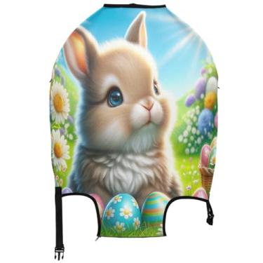 Imagem de Joisal Capas de bagagem para protetores de mala, coelho fofo, ovos de Páscoa, margarida, itens essenciais para viagens e férias, Linda margarida de ovos de páscoa de coelho, S 18-20 in, Capa de mala