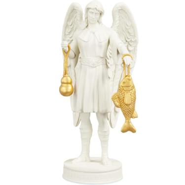 Imagem de Estátua São Rafael Arcanjo da Cura - Imagem Católica - Versão 3 (Cor Mármore Dourado)