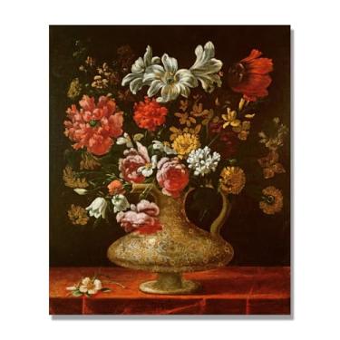 Imagem de NHLDZYH Flores clássicas ainda vida em tela retro buquê de flores pinturas estilo country decoração de parede para cozinha e sala de estar. B45. 40 x 48 cm apenas tela