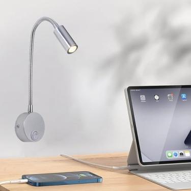 Imagem de GZZBMY Lâmpadas de parede LED com interruptor Iluminação de parede de metal moderna 360° Giratória Pescoço de Cisne Luz de leitura Mesa de cabeceira Arandela para Sala de Estar Quarto Hotéis Interior
