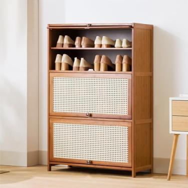 Imagem de Armário de sapatos moderno, armário de armazenamento alto, armário de sapatos para entrada, com portas dobráveis para armazenamento de sapatos, sapateira livre, para armário, sala de estar, quarto (70