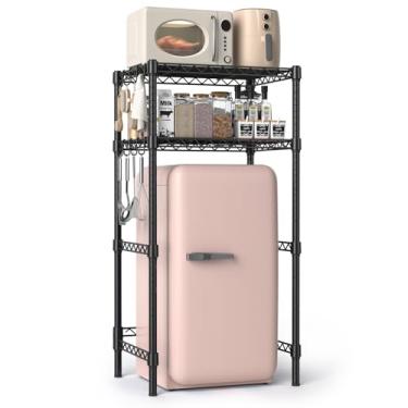 Imagem de Hodonas Mini suporte de geladeira com prateleira ajustável, organizador de rack de armazenamento de 2 camadas para geladeira e micro-ondas, prateleiras de armazenamento e economia de espaço para