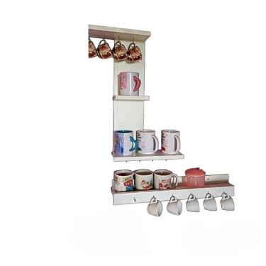 Imagem de Kit Cantinho Do cafe Nicho Com Prateleira Com Ganchos Para Xicaras