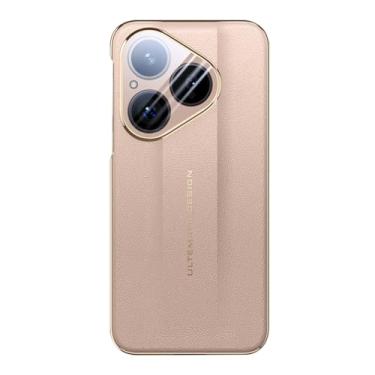 Imagem de LTLMYDAM Capa fina para Huawei Pura 80 Ultra/80 Pro/80Pro+/80, Couro Vegano, Galvanizado, Dourado, 80 Pro+