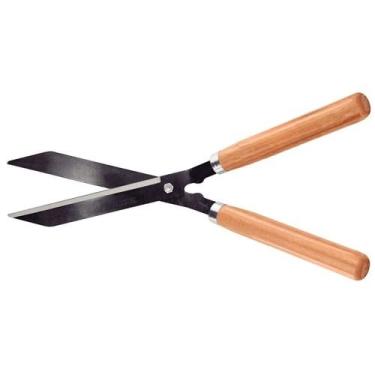 Imagem de Tesoura para Cerca Viva com Cabo de Madeira, Lâminas de Aço, 22 cm