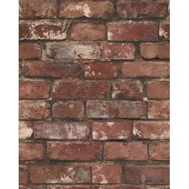 Imagem de Sevalo Papel de parede vermelho tijolo de contato para armários e gavetas Papel de contato de tijolos descasque e cole no papel de parede para paredes tijolo falso 2 m