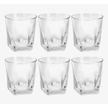 Imagem de Conjunto de 6 Copos de Whisky, Vidro Resistente Transparente, Base Quadrada, Estilo Moderno, para Bebidas e Coquetéis
