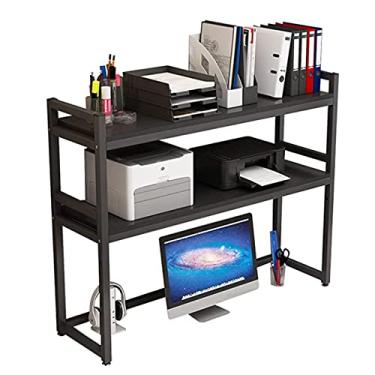 Imagem de Organizador de armazenamento pequeno de 2 camadas, prateleira organizadora de estante ajustável, prateleira de exibição de armazenamento aberta, para materiais de escritório decoração de casa (preto a