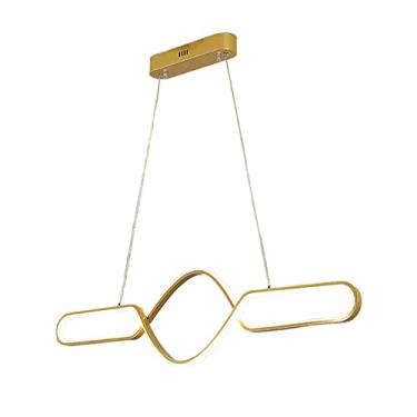 Imagem de Luminária pendente de anel longo torcido, luminária linear de metal com cúpula de silicone, luminárias de suspensão ultrafinas em fita longa, lustre LED moderno - 40W - 6000K, luminárias sus