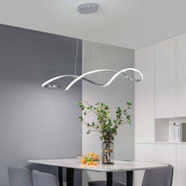 Imagem de Lustre LED para mesa de jantar, luminária criativa, minimalista e moderna para restaurante, lustre minimalista para escritório (cor cromada)