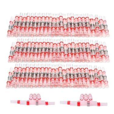 Imagem de ROUPWKWO Terminais de emenda de manga de vedação de solda 100/500/1000PCS Conectores de extremidade de fio elétrico termorretrátil de cobre AWG22-18 vermelho (300 peças)