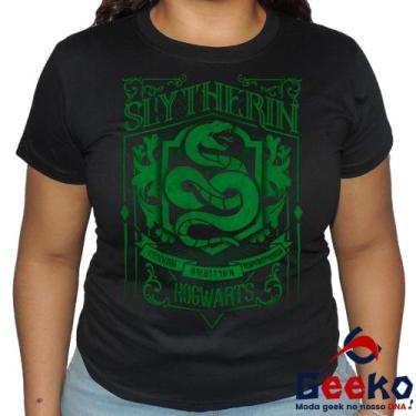 Imagem de Baby Look Sonserina 100% Algodão Harry Potter Blusa Feminina Hogwarts 