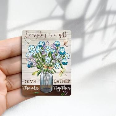 Imagem de Ímã de geladeira vintage Everyday is a Gift Jar of Flowers Design - (2,3 x 3,1) polegadas Adesivo de geladeira redondo acrílico decoração retrô presente tamanho perfeito para geladeira, armário ou