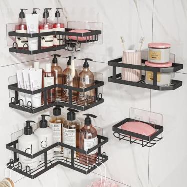 Imagem de Youvip Suporte de chuveiro de canto - prateleiras sem perfuração montadas na parede, preto