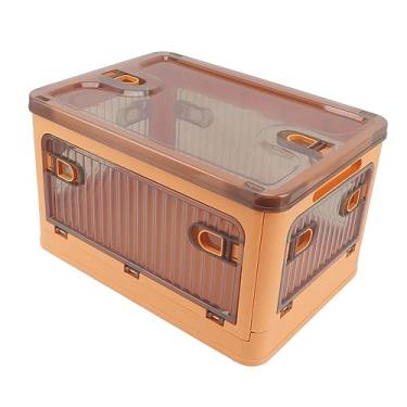 Imagem de Mingzhe Caixa de Armazenamento Dobrável Com Rodas, Caixa de Armazenamento Plástico Empilhável para Organizadores Armário, Abertura Superior Com Quatro Painéis (Laranja)