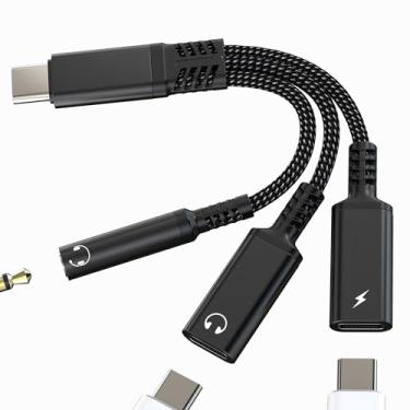 Imagem de Adaptador de áudio USB C para fone de ouvido auxiliar de 3,5 mm (3 em 1) para iPhone 17 16 15 conector divisor tipo carregador dongle cabo de carregamento duplo para iPad DAC conector adaptador de