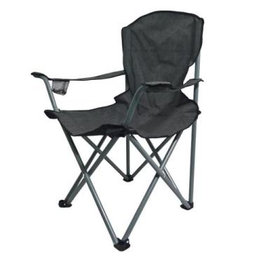 Imagem de Cadeira Para Camping Dobravel Reforçada Premium 160KG Cinza - BolaAzul