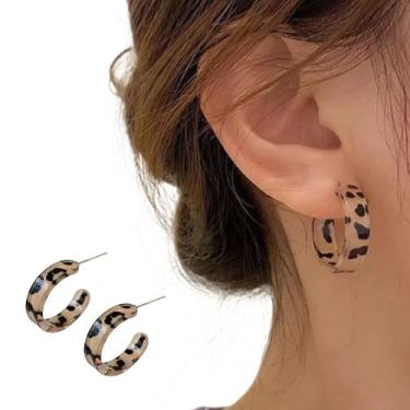 Imagem de Par de Brincos de Acrílico Estilo Vintage Moda Animal Print - Genérica