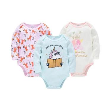 Imagem de Conjunto De Bodies De Algodão Para Bebês Meninos E Meninas, Manga Long