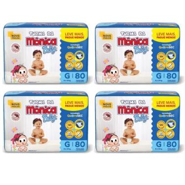 Imagem de Fralda Turma da Mônica Baby Giga Tamanho G - 4 unidades - Pacotes com 