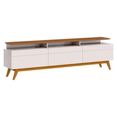 Imagem de Rack Bancada Classic 3 Gavetas com Nicho 1.8 Off White Freijó Touch - 