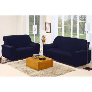 Imagem de Capa Sofá Malha Dupla 2 e 3 Lug Azul Marinho BelCapas - Bel Capas