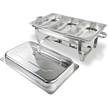 Imagem de RECHAUD TRIPLO EM ACO INOX COM TAMPA - CROMADO