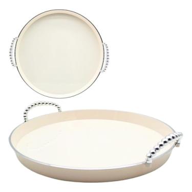 Imagem de Bandejas Com Alças, Para Mesa De Centro Sala De Jantar, Quarto Hotel, Acrílica Cristal Premium(Leitosa Prata G)