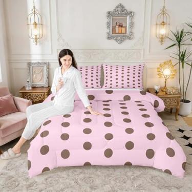 Imagem de Conjunto de edredom com bolinhas, listras geométricas, círculos geométricos, para crianças, adolescentes, adultos, simples, feminino, bolinhas, conjunto de edredom com 1 fronha, tamanho solteiro, 2