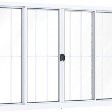 Imagem de Janela de Correr Alumínio 4 Folhas com Grade Riobras 100cm X 150cm Branco