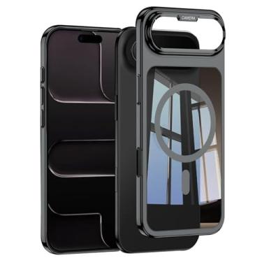 Imagem de Genérico Capa magnética transparente anti-amarelecimento para iPhone 17/17 Air/17 Pro/17 Pro Max, capa fina à prova de impactos com íman forte, carregamento sem fios e resistente a riscos (Black, 17)